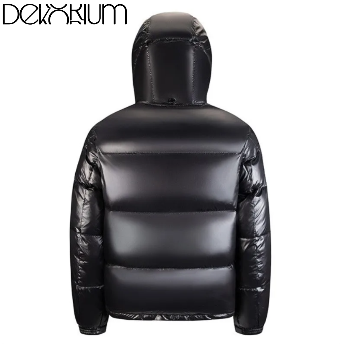 Waterproof Anti-Cold Short Hooded Down Jacket – Bright Surface, Three-Color Weave Belt, Unisex Winter Coat