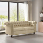 mcc direct Grand canapé 2 places de style Chesterfield avec dossier capitonné, en tissu de lin pour salon, bureau, chambre Victoria