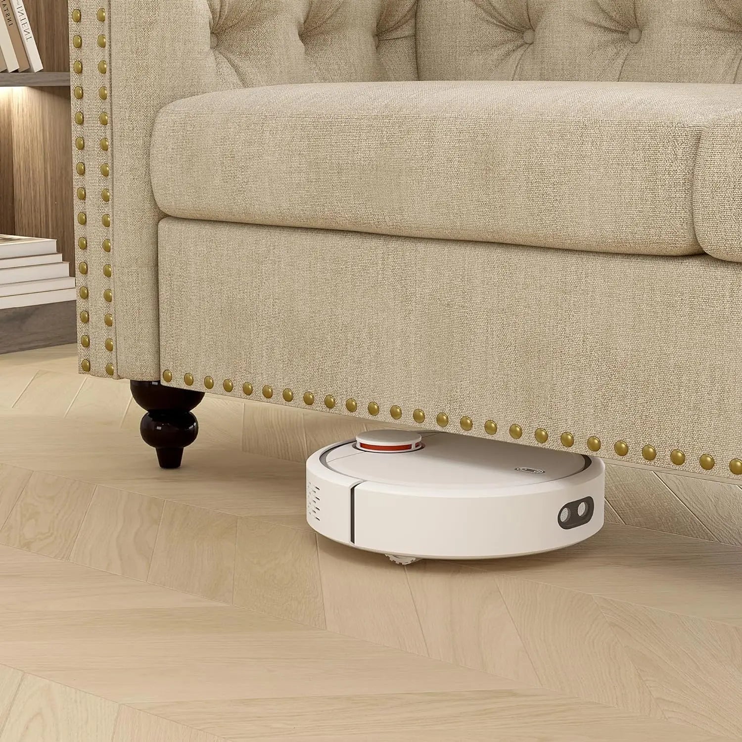 mcc direct Grote 2-zitsbank in Chesterfieldstijl met knopen in de rug, bankstel met linnen bekleding voor woonkamer, kantoor, slaapkamer Victoria