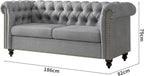 mcc direct Grand canapé 2 places de style Chesterfield avec dossier capitonné, en tissu de lin pour salon, bureau, chambre Victoria
