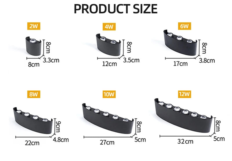 Waterproof IP65 LED Wall Lamp – 8W/12W Aluminum Outdoor Garden & Indoor Light for Bedroom, Living Room, Stairs