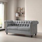 mcc direct Grand canapé 2 places de style Chesterfield avec dossier capitonné, en tissu de lin pour salon, bureau, chambre Victoria