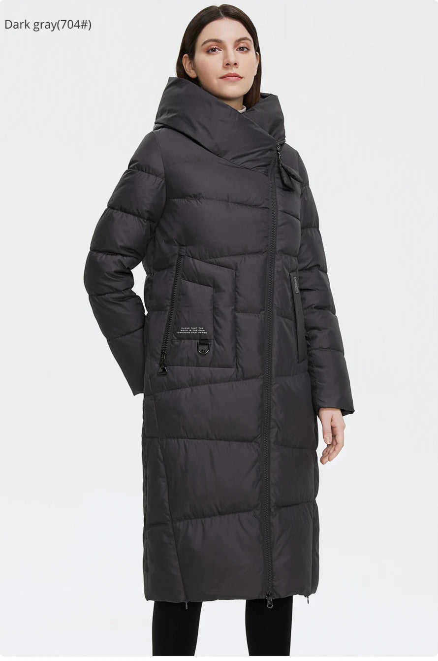 GASMAN Women’s Long Winter Down Jacket – Hooded Thick Puffer Coat