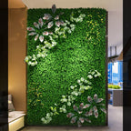 40X60cm 3D Artificial Green Plant Wall Panel – Realistic Grass Flower Wall Background Decor for Wedding, Garden & Outdoor Events
