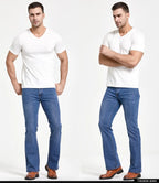 Men’s Boot Cut Jeans – Slightly Flared Slim Fit Blue & Black Trousers