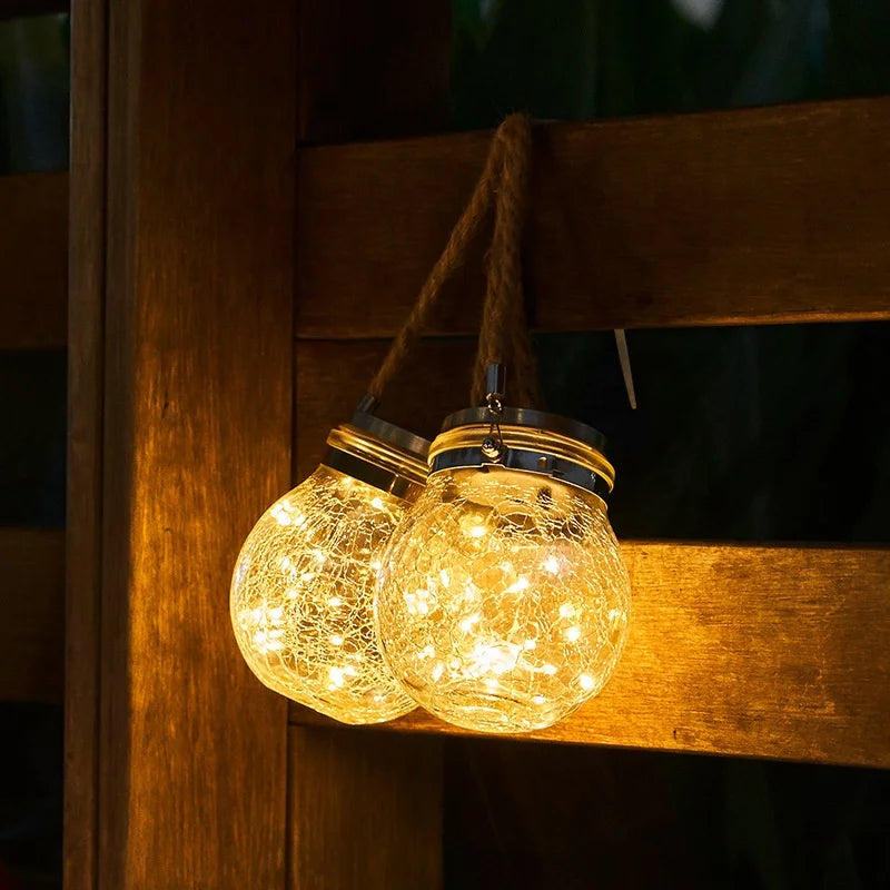 Solar Crackle Glass Garden Lights – Outdoor String Decorations for Yard & Patio