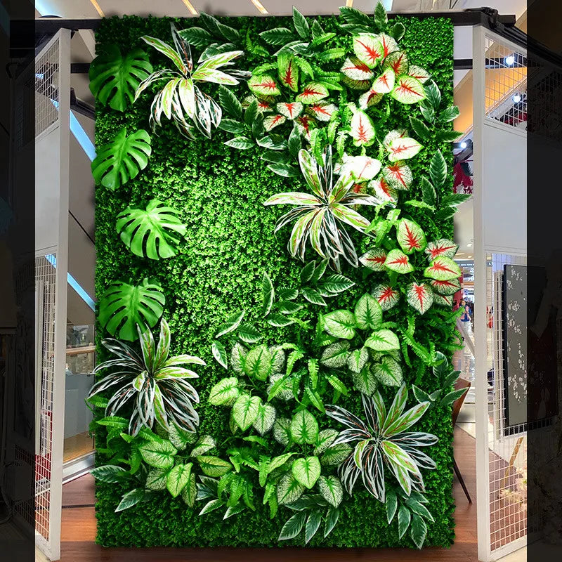 40X60cm 3D Artificial Green Plant Wall Panel – Realistic Grass Flower Wall Background Decor for Wedding, Garden & Outdoor Events