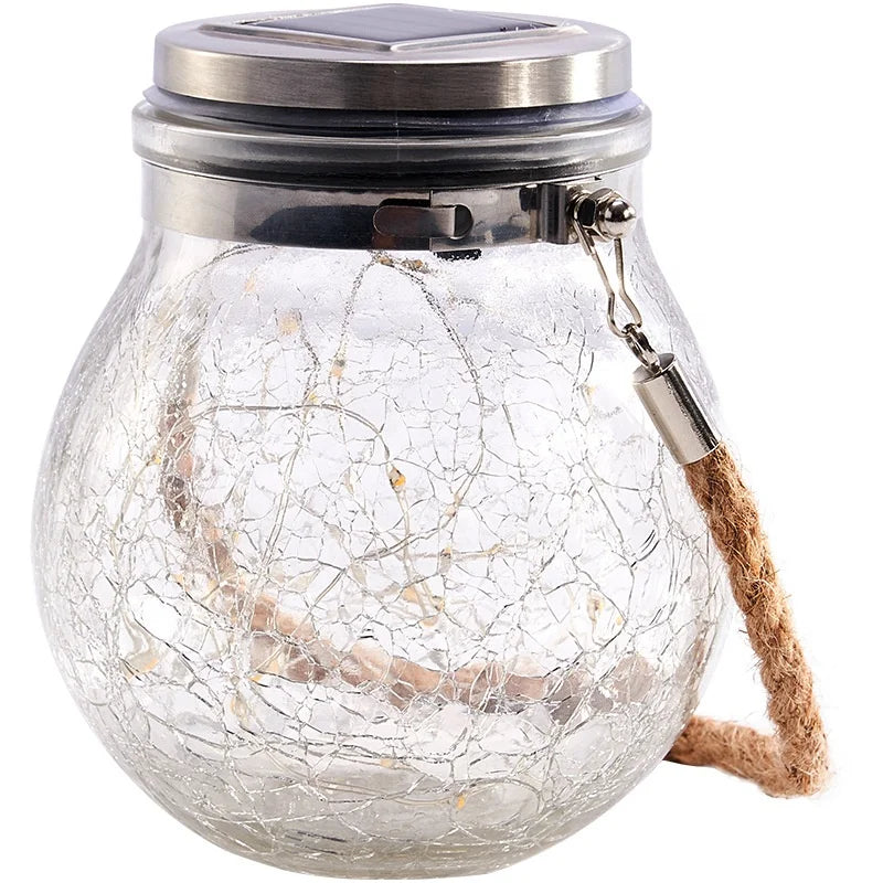 Solar Crackle Glass Garden Lights – Outdoor String Decorations for Yard & Patio