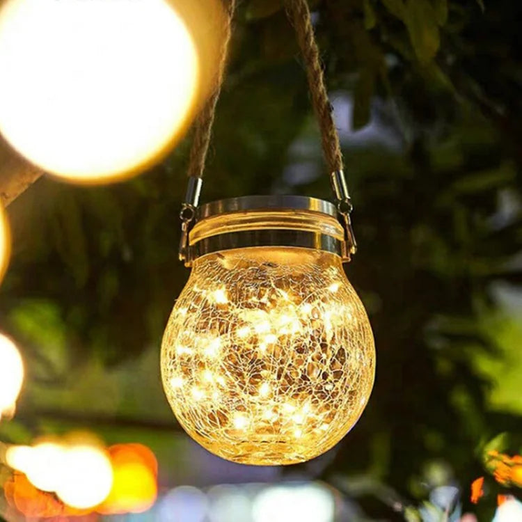 Solar Crackle Glass Garden Lights – Outdoor String Decorations for Yard & Patio