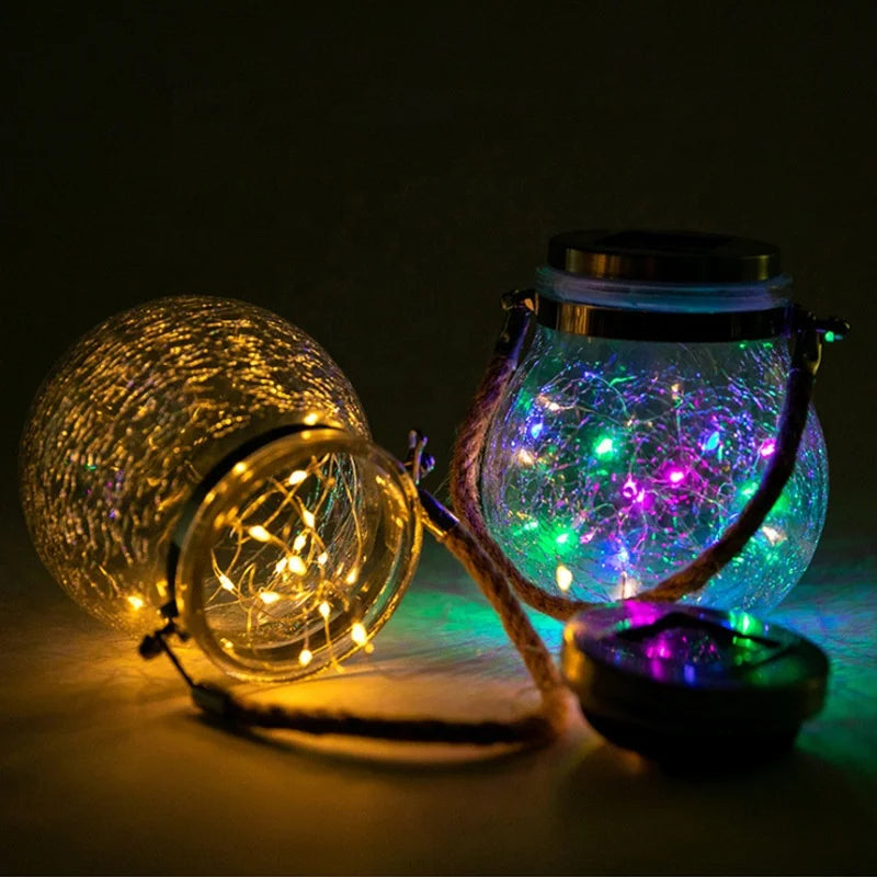 Solar Crackle Glass Garden Lights – Outdoor String Decorations for Yard & Patio