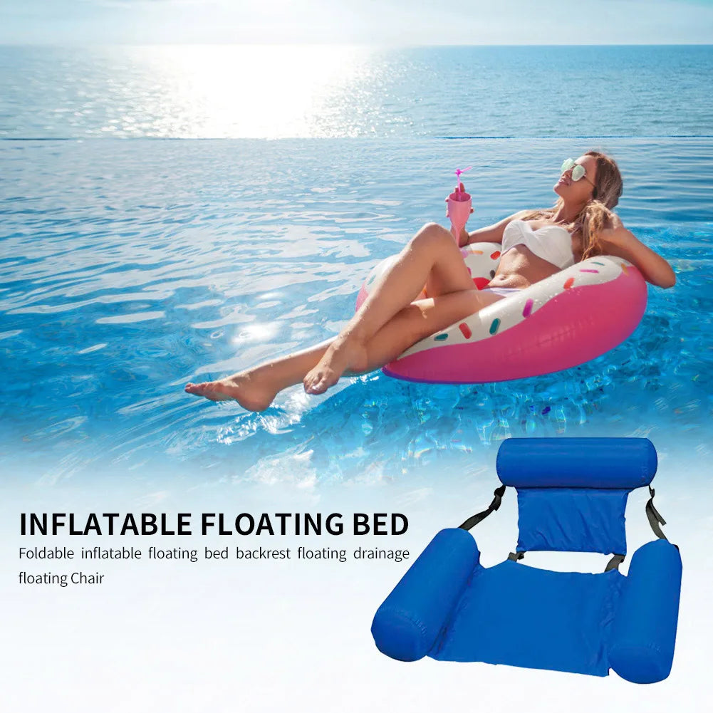 Inflatable Water Hammock Floating Bed – Portable Pool Lounge Chair for Adults