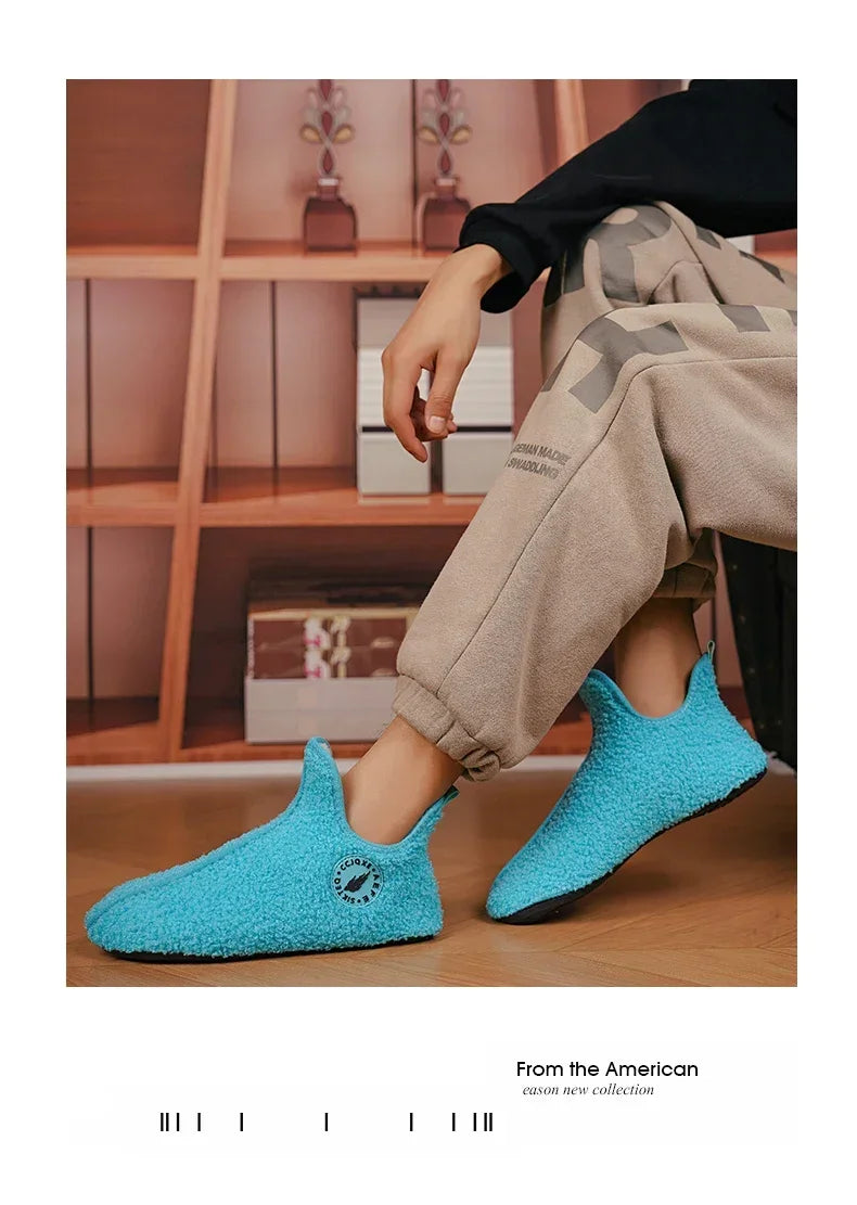 Men's Winter High-Top Plush Slippers – Warm, Lightweight & Non-Slip Indoor Outdoor Shoes