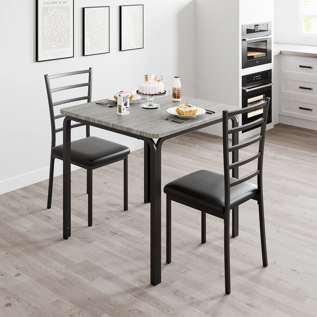 Table à manger pour 2 personnes – Petite table de cuisine carrée avec chaises rembourrées