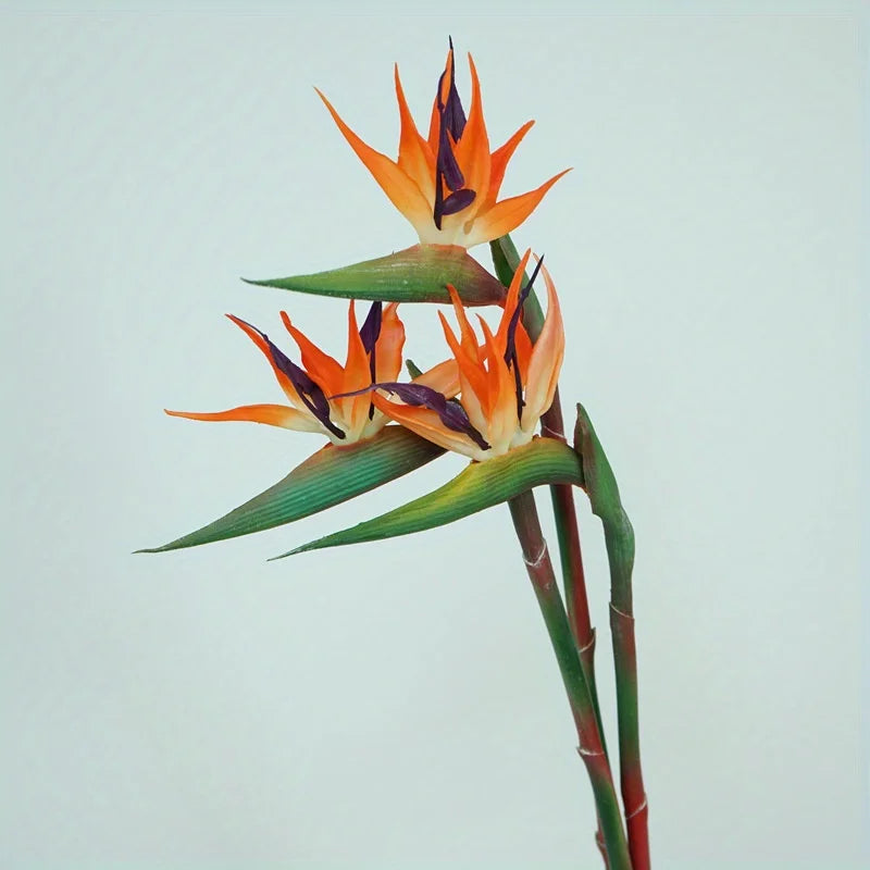 3 Pcs Fleurs artificielles d'oiseau de paradis – Bouquet décoratif de Strelitzia à longue tige