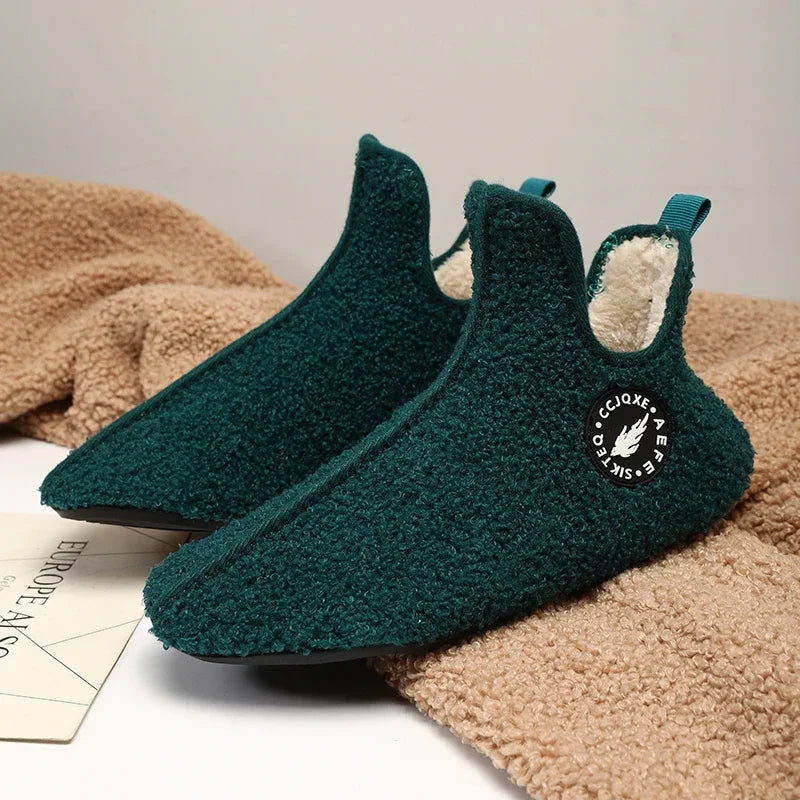Men's Winter High-Top Plush Slippers – Warm, Lightweight & Non-Slip Indoor Outdoor Shoes