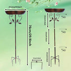 Decorative Metal Bird Bath & Feeder with Garden Stake – Outdoor Water Bowl for Garden, Patio, Lawn & Backyard