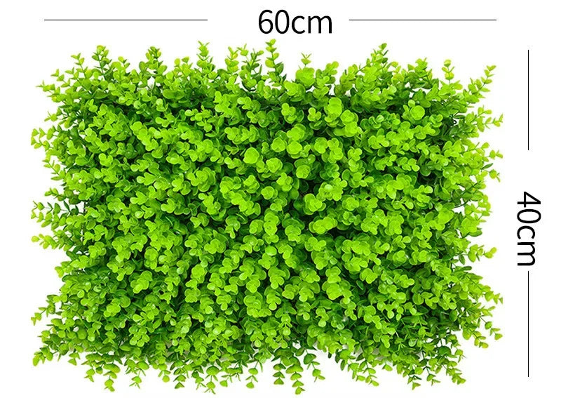 40X60cm 3D Artificial Green Plant Wall Panel – Realistic Grass Flower Wall Background Decor for Wedding, Garden & Outdoor Events