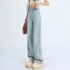 Female Light Blue High Waisted Jeans Pants