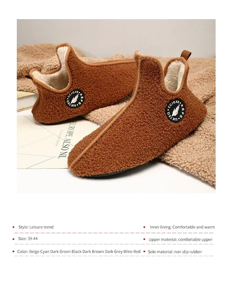 Men's Winter High-Top Plush Slippers – Warm, Lightweight & Non-Slip Indoor Outdoor Shoes