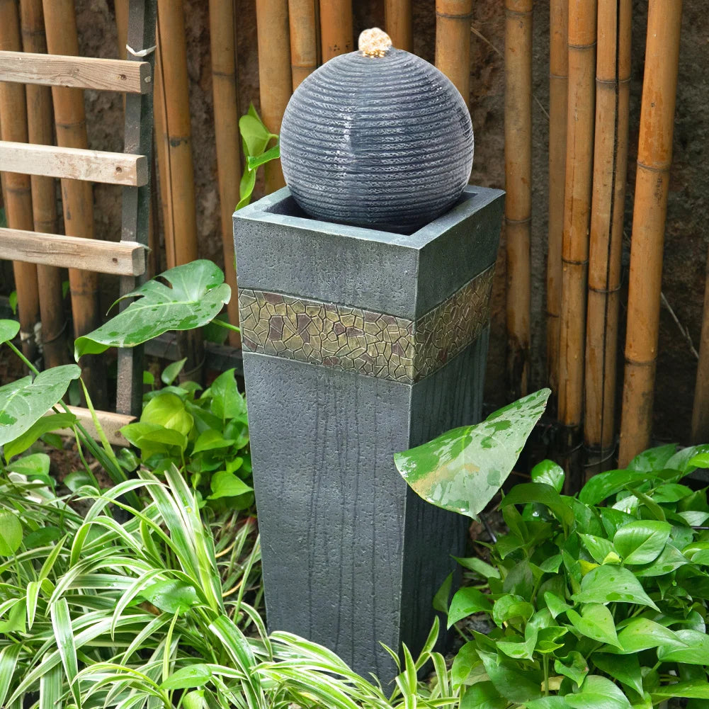 Outdoor Freestanding Water Fountain – Garden LED Waterfall Feature with Pump