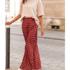 Women Vintage Polka Dot Maxi Skirt – A-Line Flowy Satin Style