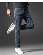 Autumn Men’s Classic Blue Slim Fit Straight Jeans – High Quality Casual Denim