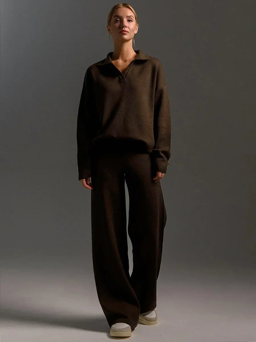 Ensemble coordonné tricoté épais pour femme - Collection Hiver