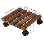 Solid wood thickened movable flower stand flower holder bonsai flower pot tray roller base stand with universal wheels