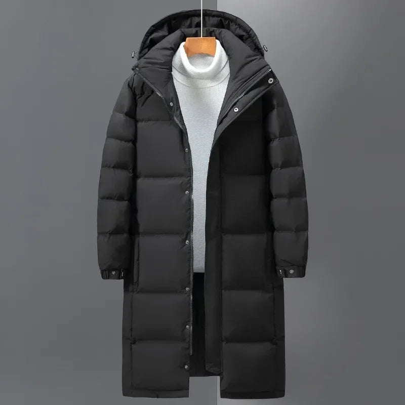 New Winter Men Long Puffer Jacket – Warm & Casual Outdoor Parka