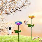 Bee Bath Colorful Bird Feeder Metal Stake – Decorative Bee & Hummingbird Watering Station for Garden, Patio & Yard