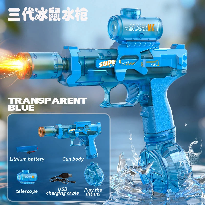 Electric Water Gun Automatic Continuous Firing – Long Range Water Blaster with Lights