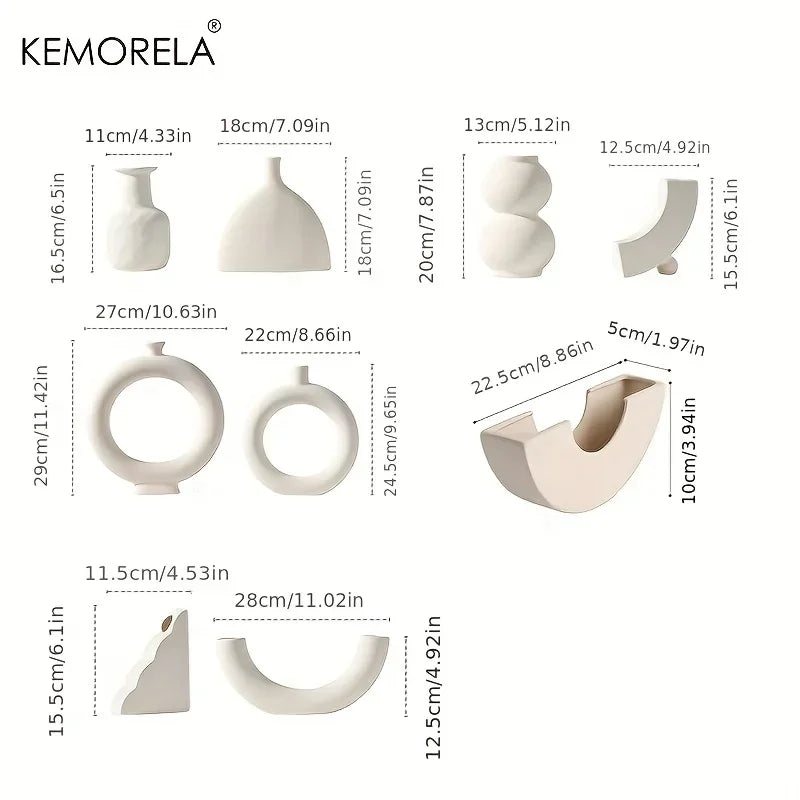 Nordic Ceramic Vase Circular Hollow Donuts Flower Pot Home Living Room Decoration Accessories Interior Office Desktop Decor Gift