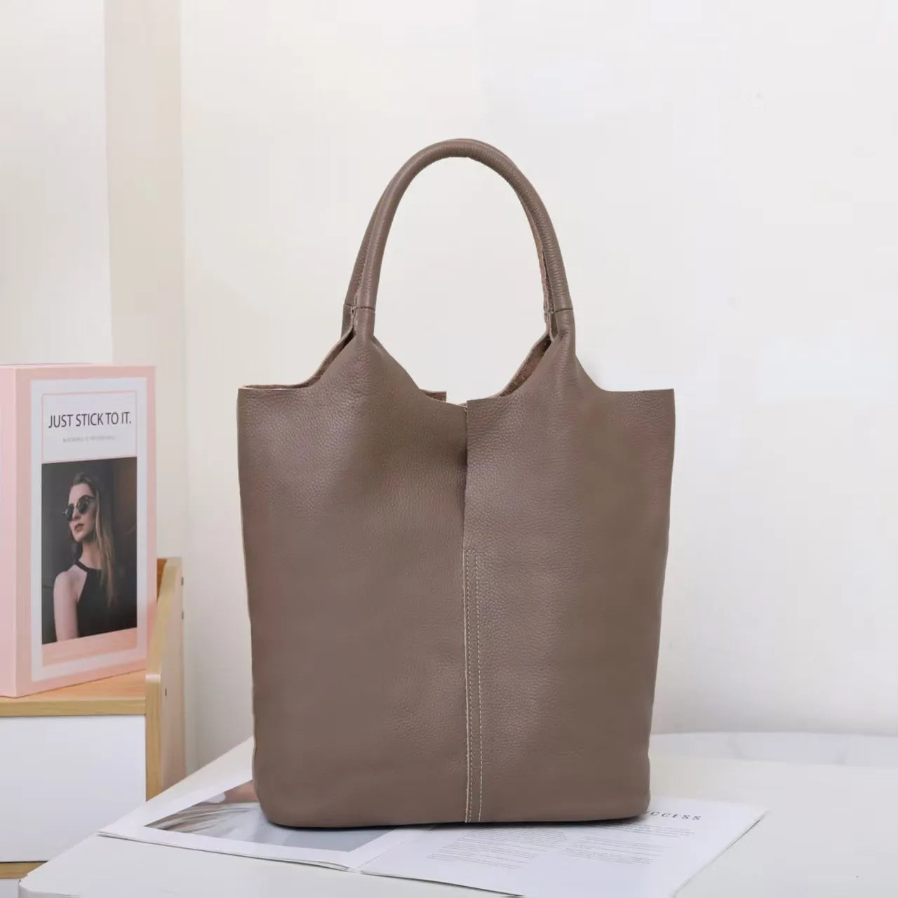 Women’s Commuter Leather Tote Bag – Soft Cowhide Luxury Shoulder & Handbag