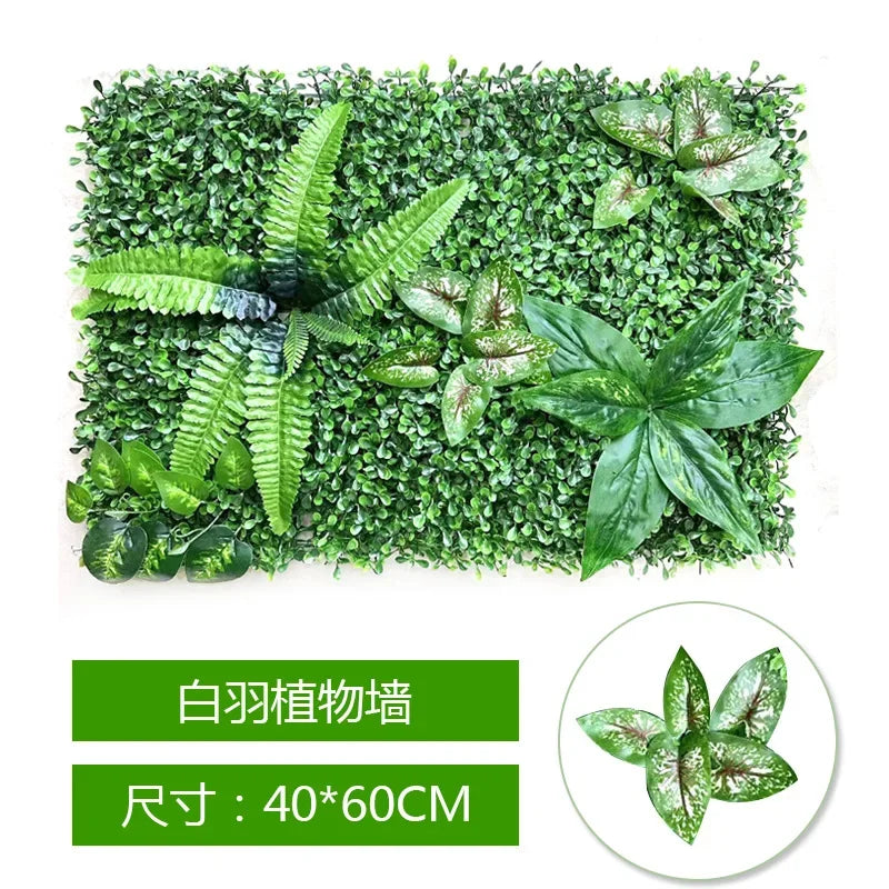 40X60cm 3D Artificial Green Plant Wall Panel – Realistic Grass Flower Wall Background Decor for Wedding, Garden & Outdoor Events