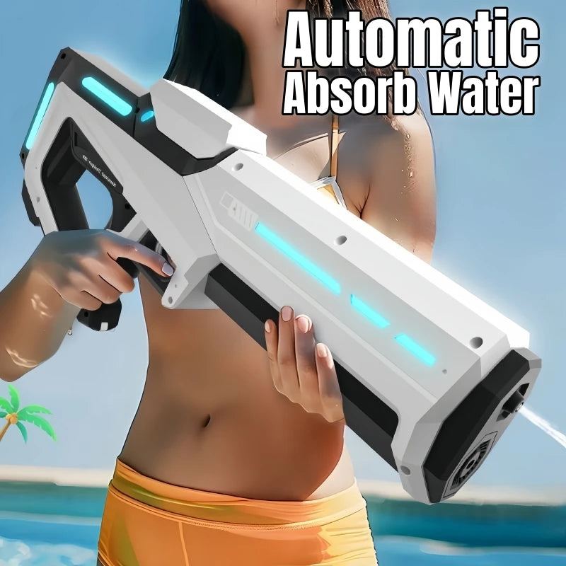 42cm Electric Water Gun – Automatic High-Pressure Water Blaster with Auto Water Absorption for Outdoor Summer Fun