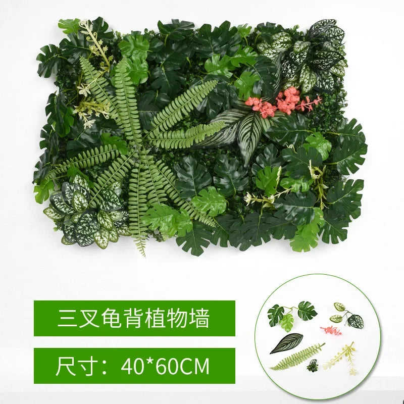 40X60cm 3D Artificial Green Plant Wall Panel – Realistic Grass Flower Wall Background Decor for Wedding, Garden & Outdoor Events