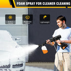 Cordless High Pressure Washer – Portable Car Washer with 2 21V Batteries & 6-in-1 Spray Nozzle
