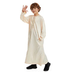 Thawb pour adolescent musulman – Jubba à col rond couleur café