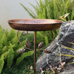 Decorative Metal Bird Bath & Feeder with Garden Stake – Outdoor Water Bowl for Garden, Patio, Lawn & Backyard