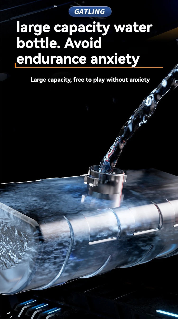 Rotating Spitfire Gatling Electric Water Gun – High-Pressure Continuous Pulse Water Blaster