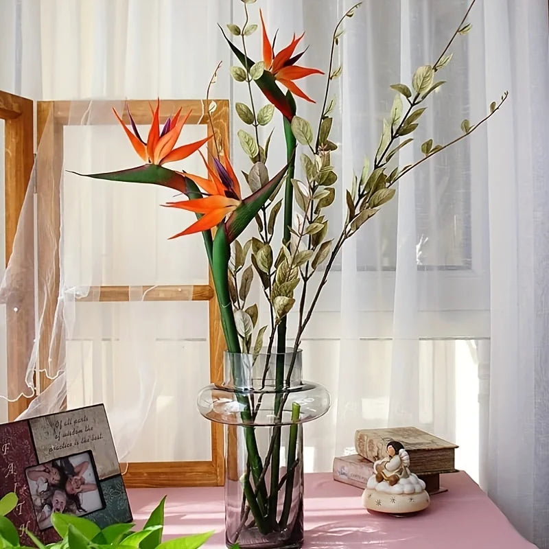 3 Stuks Kunstmatige Paradijsvogelbloemen – Strelitzia Decoratief Boeket met Lange Steel