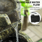 Outsunny 4-Tier Garden Water Feature – Adjustable Flow Stone Look Bowls