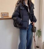 Women’s Korean Oversize Cotton Parka – Hooded Thick Warm Winter Puffer Coat