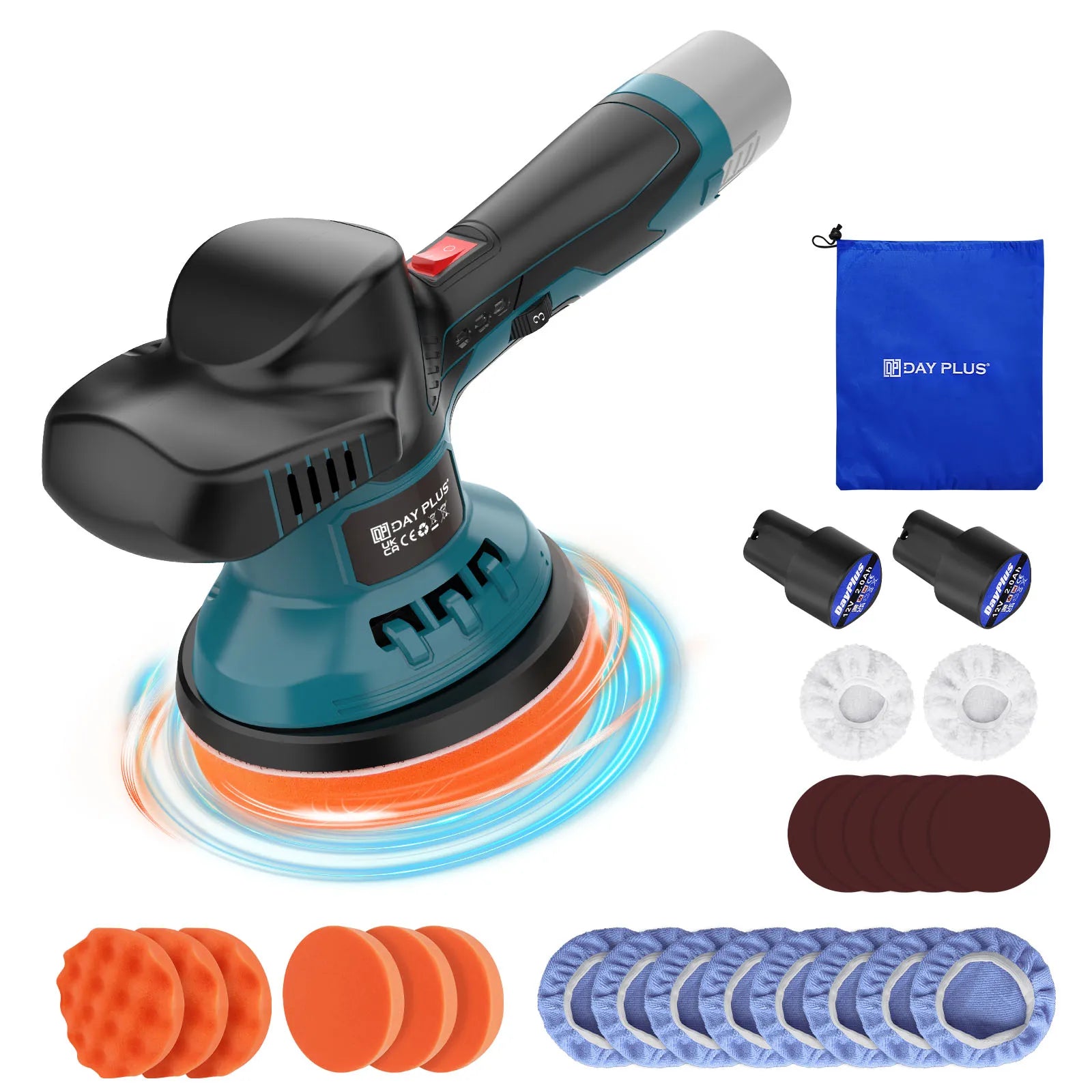 Cordless Car Buffer & Polisher Kit – Dual Battery Electric Polishing Machine with Variable Speed Control