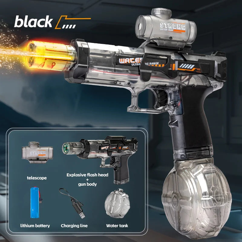 Summer Electric Automatic Water Gun with Flashing Lights & Long-Range Spray