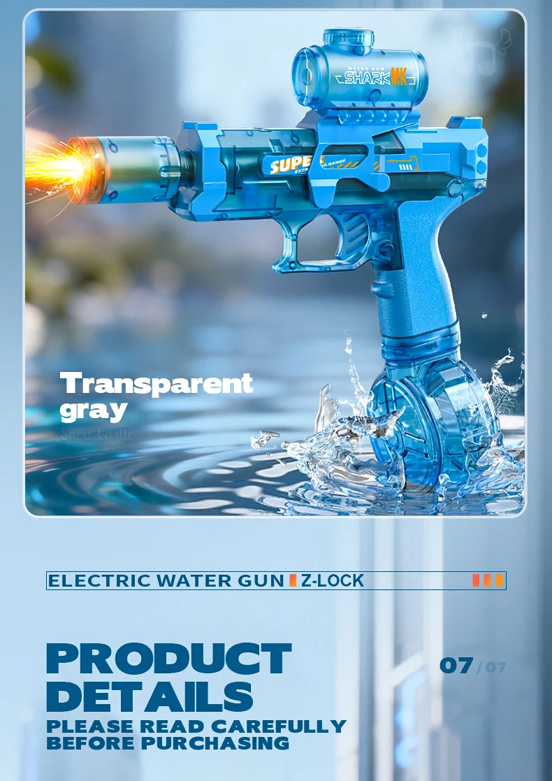 Simulated Recoil Electric Water Gun Toy with Automatic Lights & Water Spray Feature