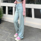 Female Light Blue High Waisted Jeans Pants