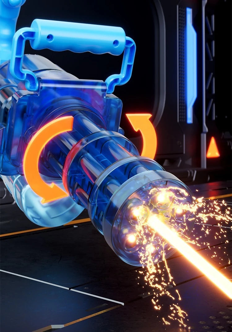 Rotating Spitfire Gatling Electric Water Gun – High-Pressure Continuous Pulse Water Blaster