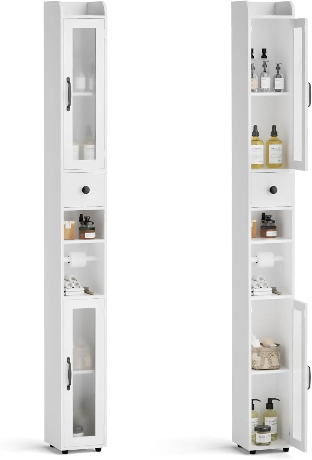 Meuble de rangement de salle de bain avec étagères réglables