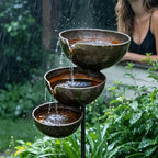 3-Tier Bee & Bird Water Station with Garden Stake – Decorative Outdoor Water Bowl for Bees, Butterflies & Birds